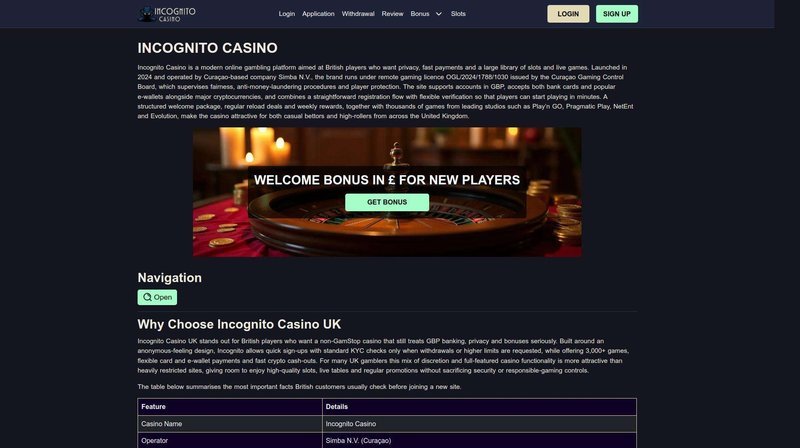 Incognito casino, casino incognito